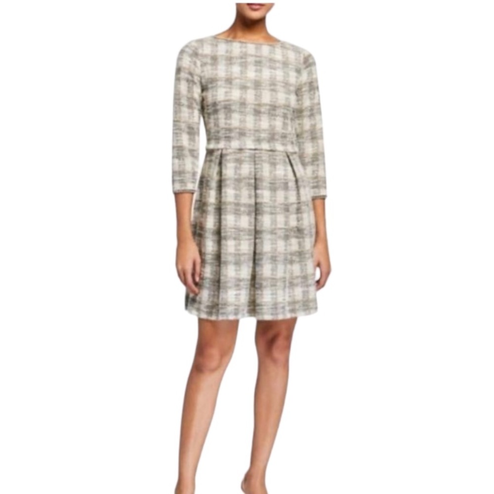 Max Studio Pleated Tweed Mini Dress